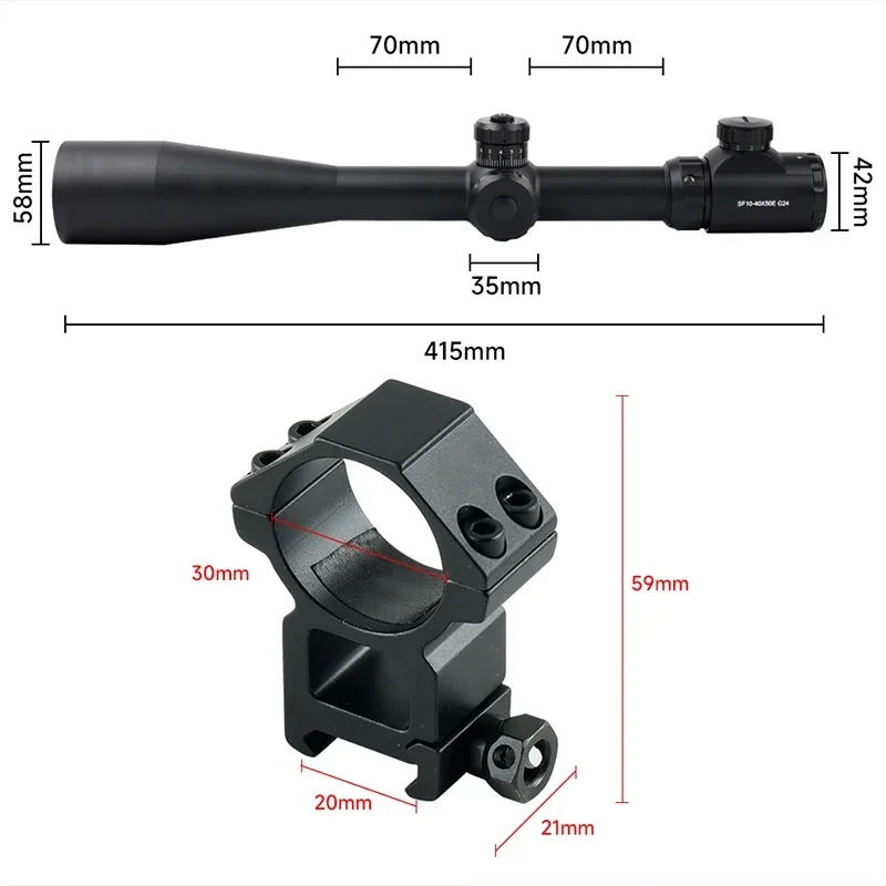 10-40X50 SFP Optic Tactical Riflescope with Red/Green Illumination for Long Range Shooting Hunting Scope Sniper Gear Accessories