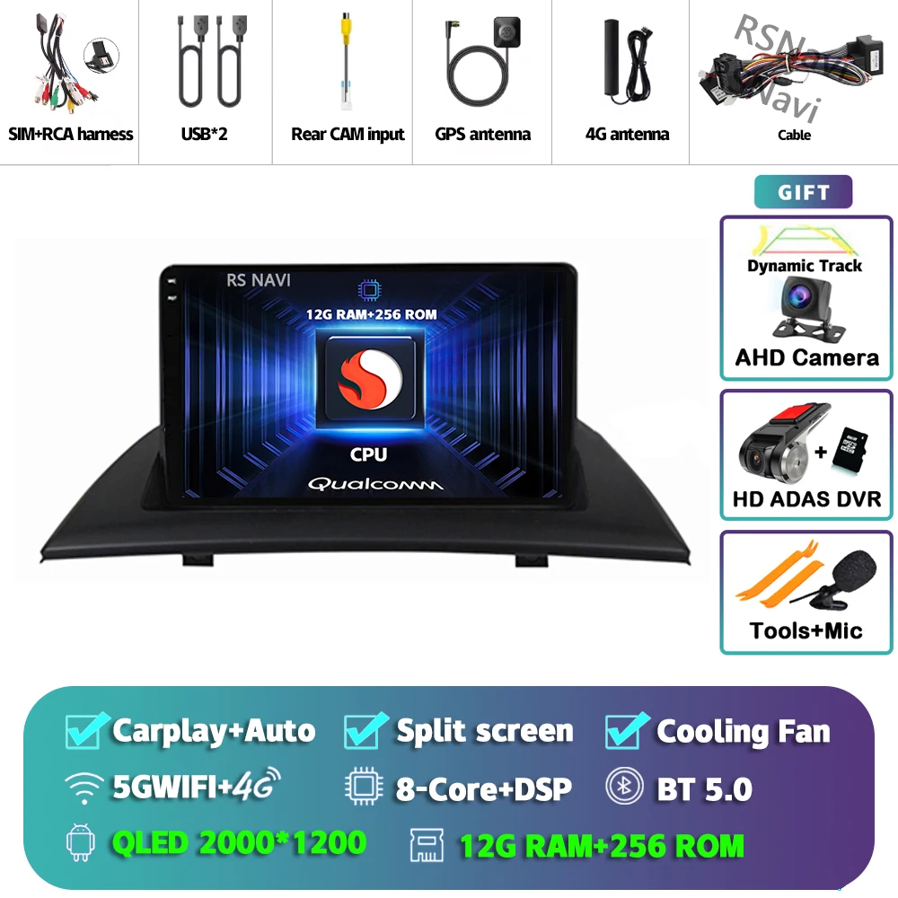 Android 15 Carplay Auto Voor BMW X3 E83 2004-2012 Autoradio GPS Speler Multimedia stereo 360 Camera navigatie Video AI Voice