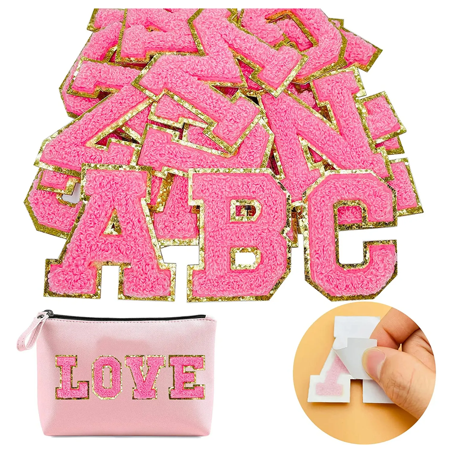 Chenille Letter Patches Self Adhesive Stoney Clover Lane Dupes Glitter Fuzzy Embroidery Iron on Patch for Clothing Diy Hat Shirt