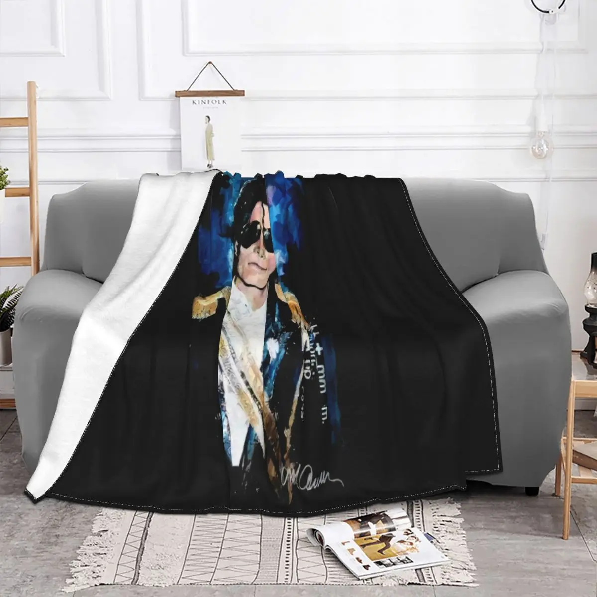 Portrait Of Michael Jackson 1984 Grammys Men's 2020 Fashion Tees Tops Streetwear Solid Color Short Throw Blanket