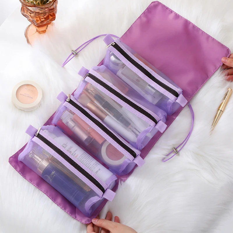 Makeup Bags Detachable 4 In 1 Portable Cosmetic Bag Travel Folding Separable Toiletry Storage Bag Organizer Make Up Pouch