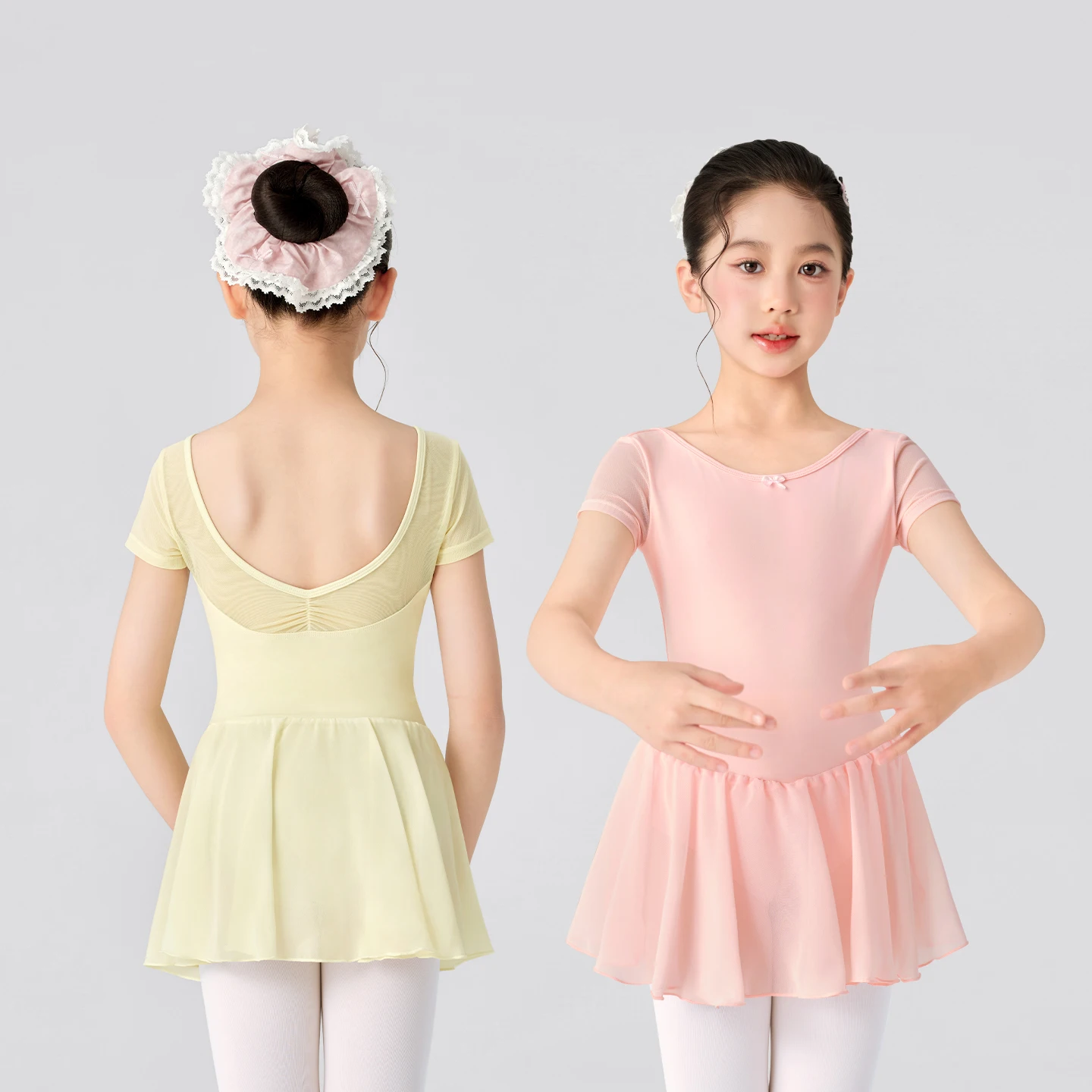 

Short Sleeve Ballet Leotards for Girls Kids Mesh Splice Dance Bodysuits Toddler Gymnastics Leotards Black Ballet Dance Dress