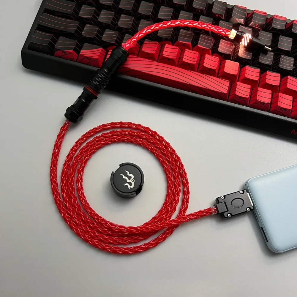Magnetic Induction Color Changing Switch Magnetic Axis Keyboard Cable Single Crystal Copper Aviation Plug 8 Strand Data Cable