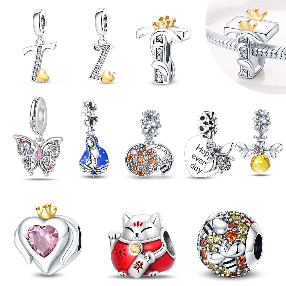 Versilberte, verzierte Schmetterlings-Charm-Perle für Armbänder, Damen-Party-Schmuck, Geschenk