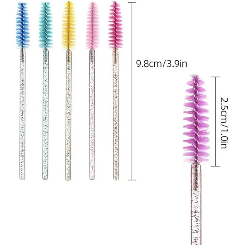 300 個マスカラワンド使い捨てまつげ眉毛ブラシアプリケーター 6 色メイクアップ化粧ブラシクリスタルハンドルまつげ