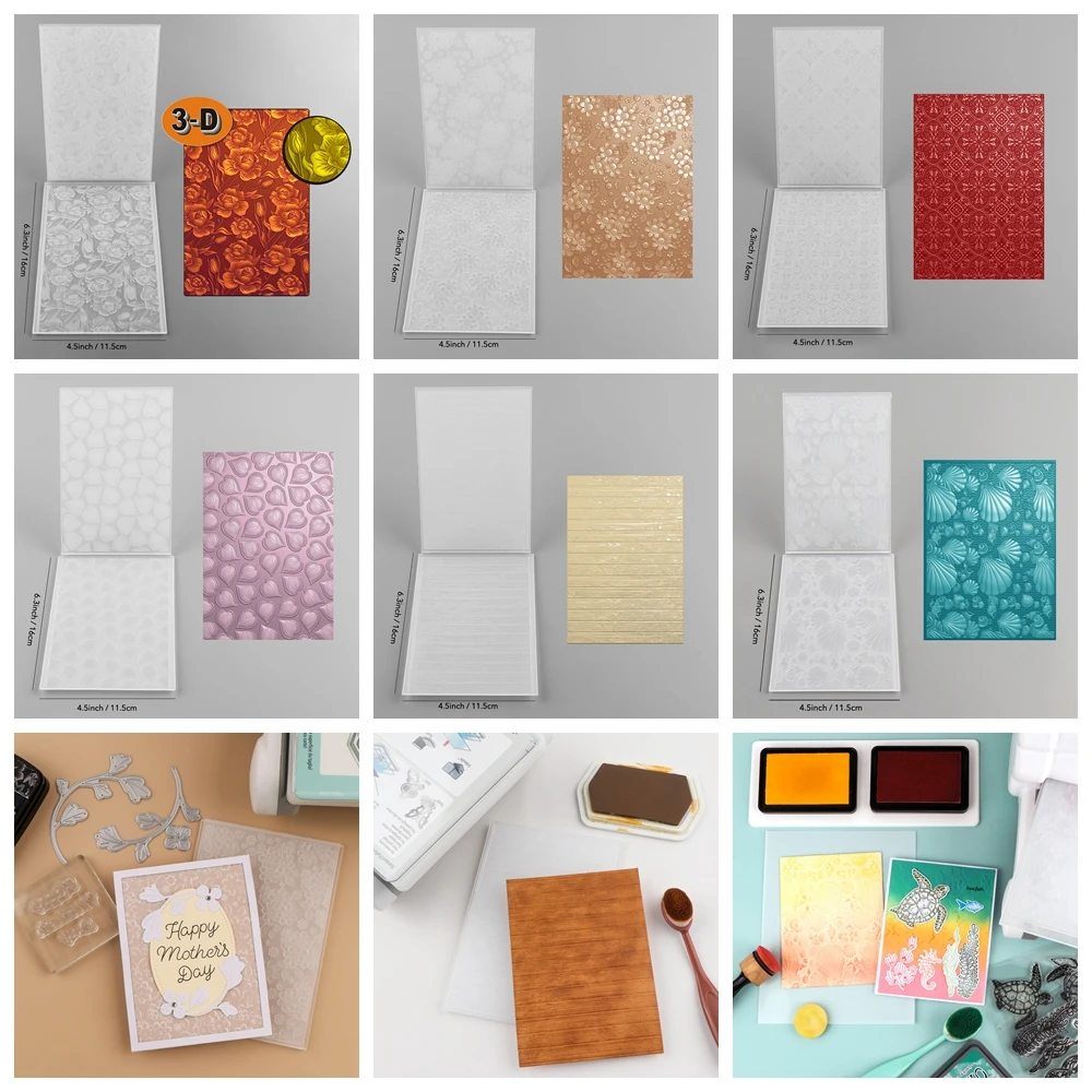 Folder z wytłoczeniami 3D kwiat miłość serce linia muszli abstrakcyjny wzór dla DIY Scrapbooking dodawanie tekstury papieru Crafting wzornik