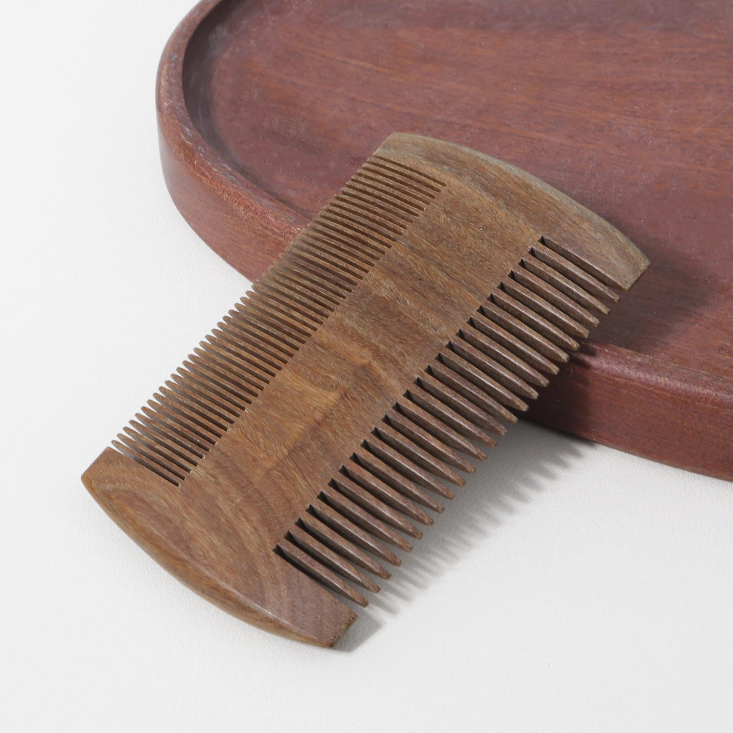 مشط من خشب الصندل على الوجهين بجيب واحد - سطح أملس مصقول، مشط شعر خشبي محمول، خاص للشعر المستعار الحقيقي #2