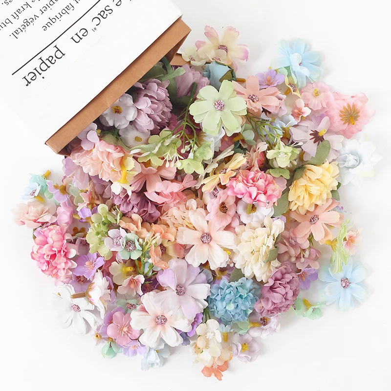 20/50 قطعة مزيج عشوائي صغير الزهور الاصطناعية الحرير وهمية الزهور للمنزل ديكور الزفاف الديكور العروس Craft بها بنفسك الحرفية الهدايا الإكسسوار #3