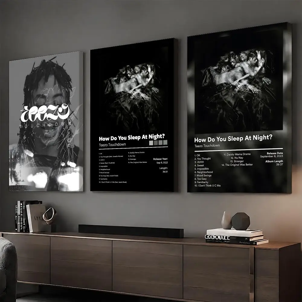 T-Teezo Touchdown Rapper Album Painting Calligraphy Modern Style Inner Frame Canvas Poster Bedroom Room Hallway Wall Art Decor