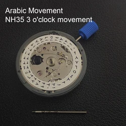 Japan Genuine NH35 Automatic Mechanical Movement High Accuracy Arabic Numerals Mod Watch Replacement NH35A Date at 3:00