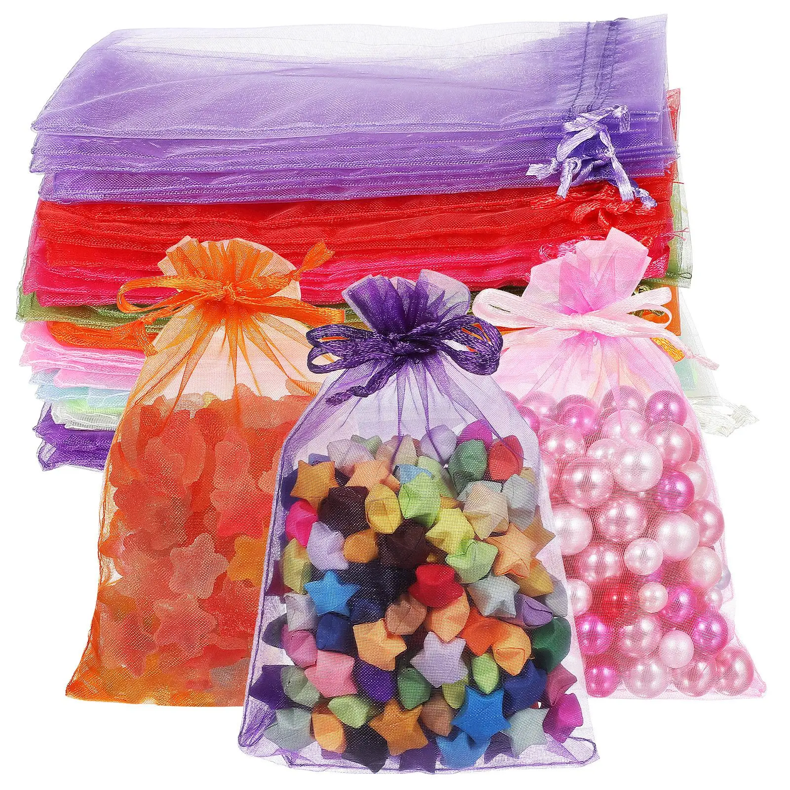 

100 Pcs Pearl Yarn Bags Transparent Small Drawstring Candy Wedding Favor Bags Elegant Sturdy Packaging Gifts Jewelry