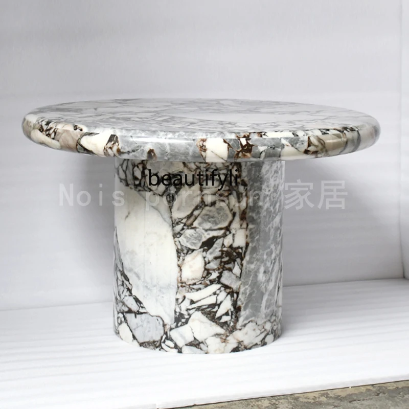 Round table marble dining table Nordic small apartment round simple restaurant dining table high-end