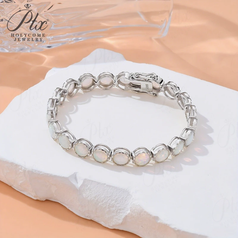 

Браслет с опалом, стерлинговое серебро 925, белый/синий цвет, простой классический женский браслет-цепочка для девочек, ювелирные изделия, расширенные ювелирные изделия, подвески, высокое качество