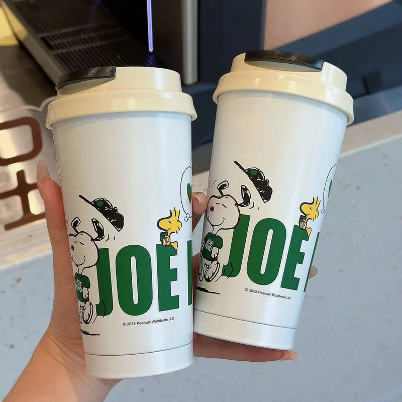 كارتون 500 مللي سنوبي 304 الفولاذ المقاوم للصدأ فنجان القهوة سعة كبيرة كوب ماء محمول الكرتون مرافقة كوب المدرسة بدء هدية