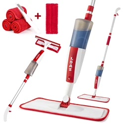 DARIS Spray Mop for Floor and Window Cleaning, 500ml Bottle, 2+2 Microfiber Mop Pads, Scraper, Mop Clip, Wet and Dry Use