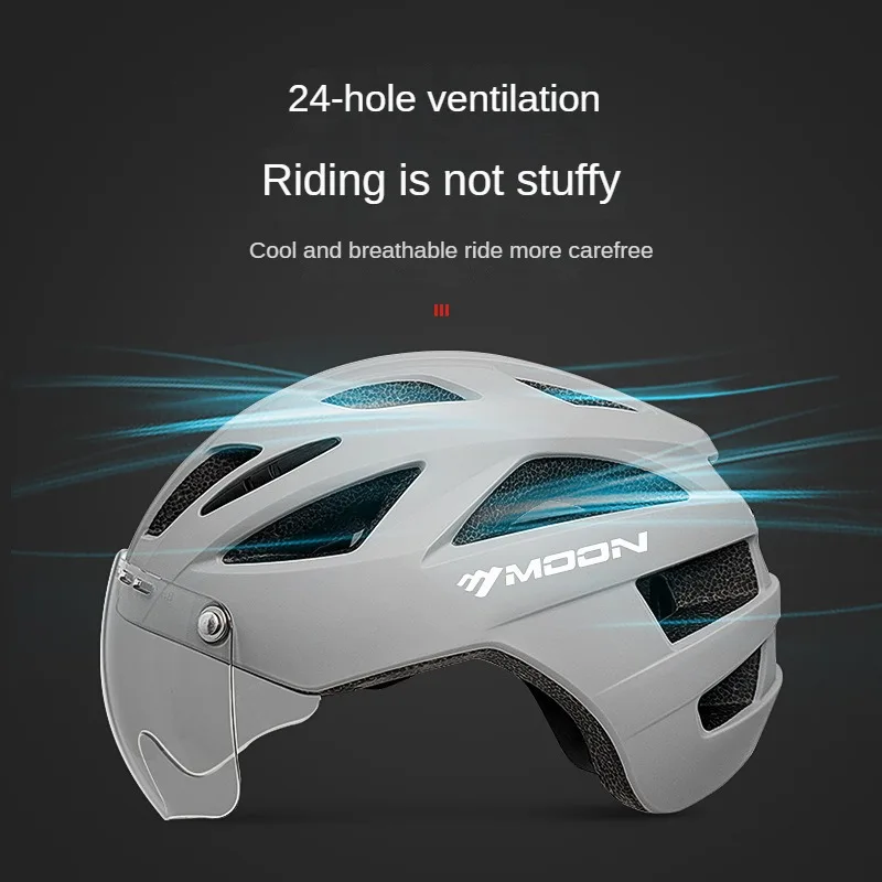 MOON Cycling Helmet With Magnetic Goggles Ultralight Breathable Road Mountain Bike Helmet For Man Women Sports Skating Scooter