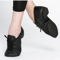 Zapatos de baile de cuero de cerdo genuino con cordones, zapatos de baile de Jazz Oxford de calidad para niños y adultos, bronceado negro