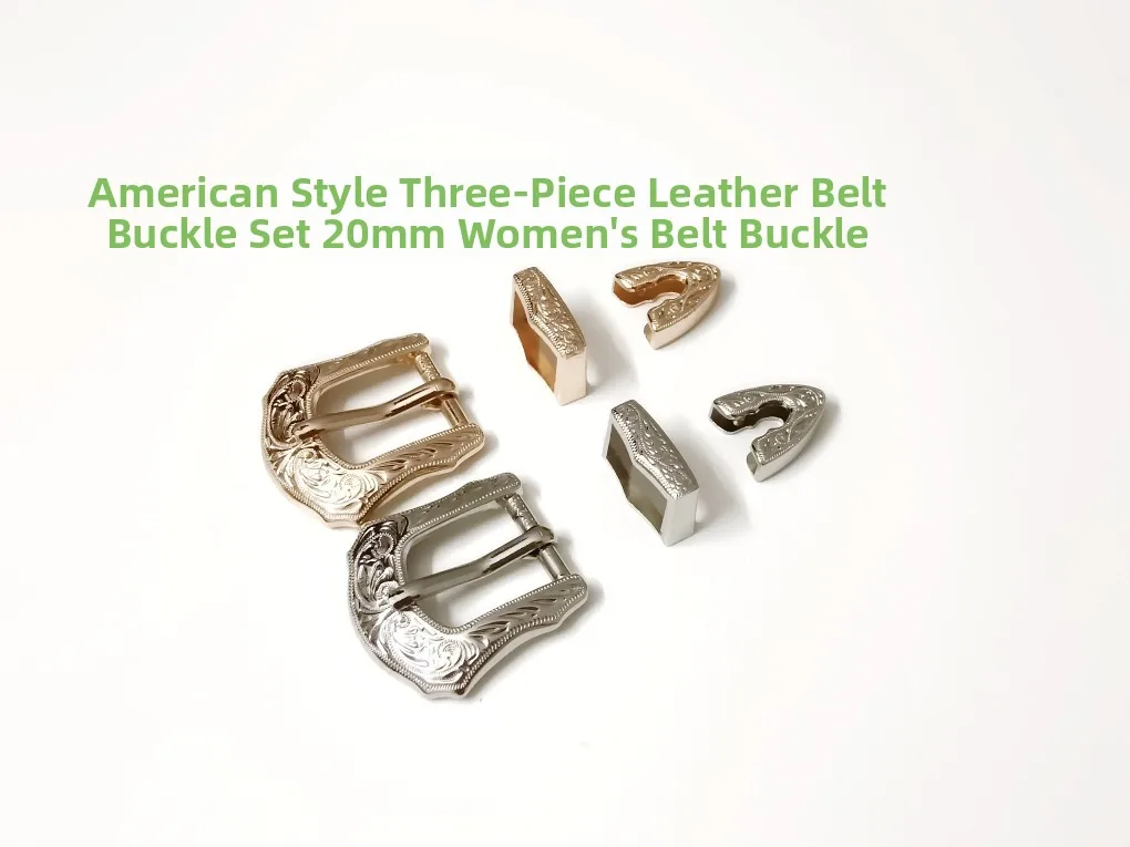 Women's Three-Piece Set American Wild Grass Pattern Denim Buckle 20mm Inner Diameter Silver White Light Gold Leather Belt