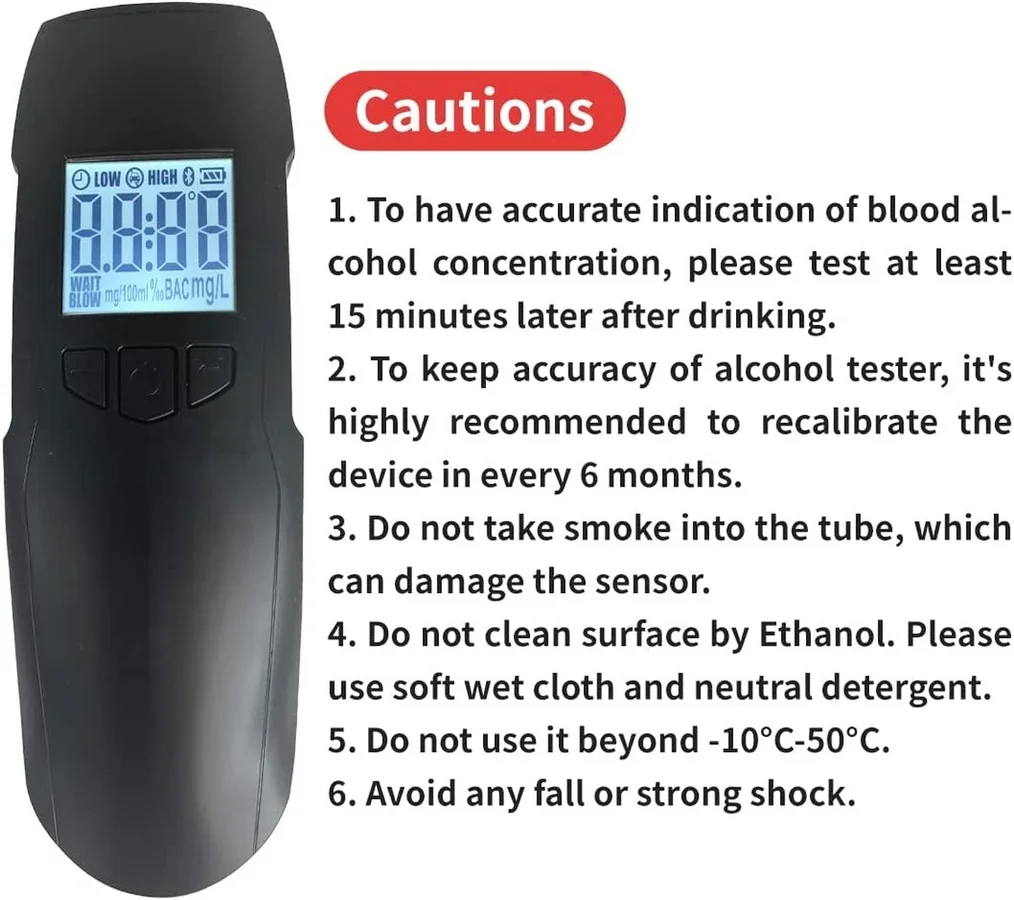 Digitális kijelző breathalyzer Alkoholok teszter Maroktelefon breathalyzer ledes kijelző Élősövény teszter 5 mouthpieces Szabatosság