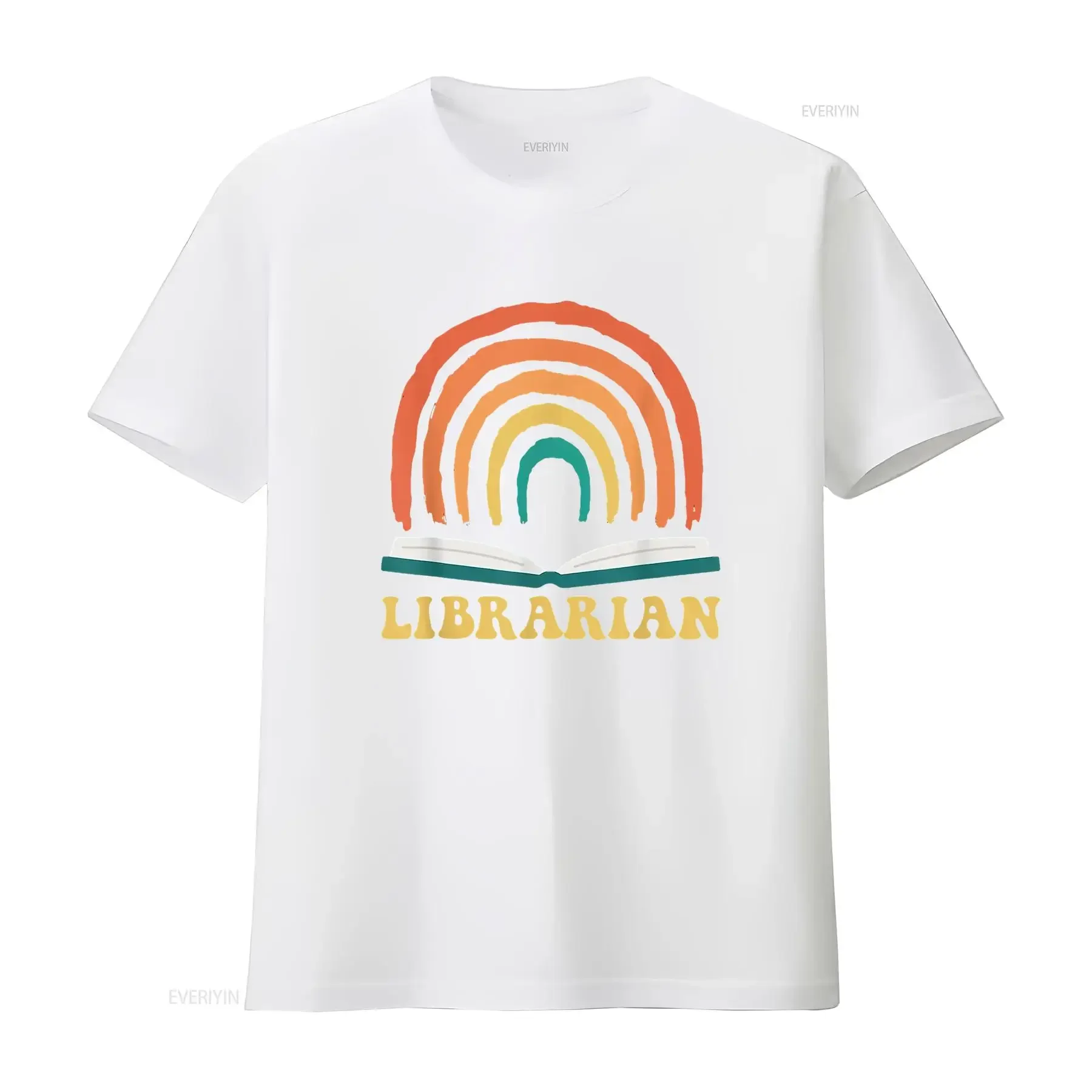 أمين المكتبة خمر كتب القراءة الرجعية قوس قزح العصرية المرأة تي شيرت الصيف مع طباعة فريدة خمر غسلها امتدت
