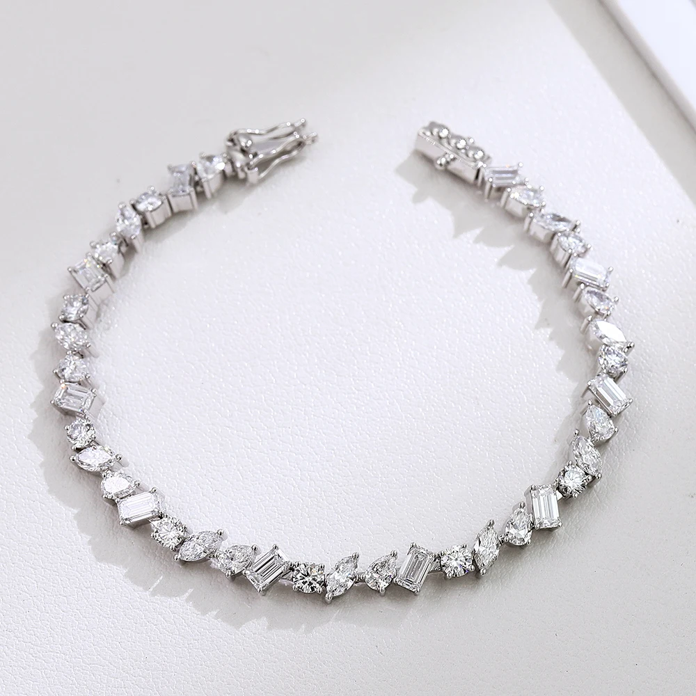 

Provence 18K White Gold Bracelet for Women AU750 Moissanite Bangles for Girl Tennis Bracelet for Mom DIY Custom Bracelets