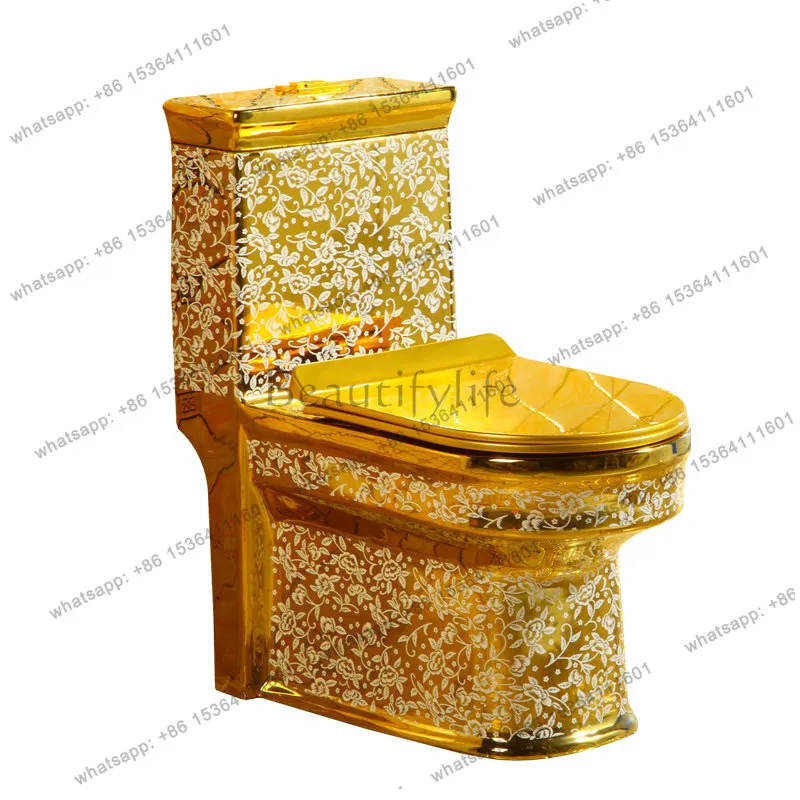 

Household golden toilet super swirl siphon silent toilet large diameter deodorant color