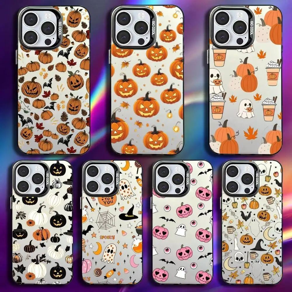 

Halloween Cute Pumpkin Skull Phone Case For iPhone 17,16,15,14,13,12,11Pro,Max,Plus,Mini,XS,SE Anti Fall Black Matte Hard Bumper