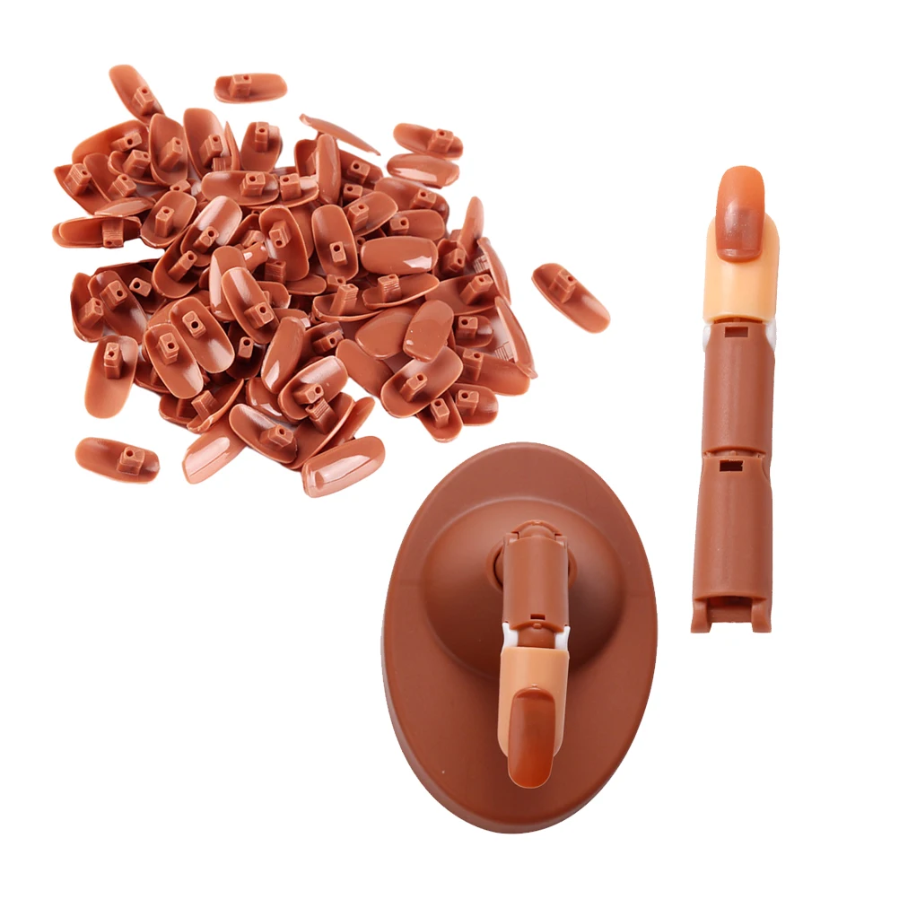 

102pcs Nail Practice Kits Brown Base Joint Fingers Manicure DIY Model Training Tools ABS Material Flexible Practical