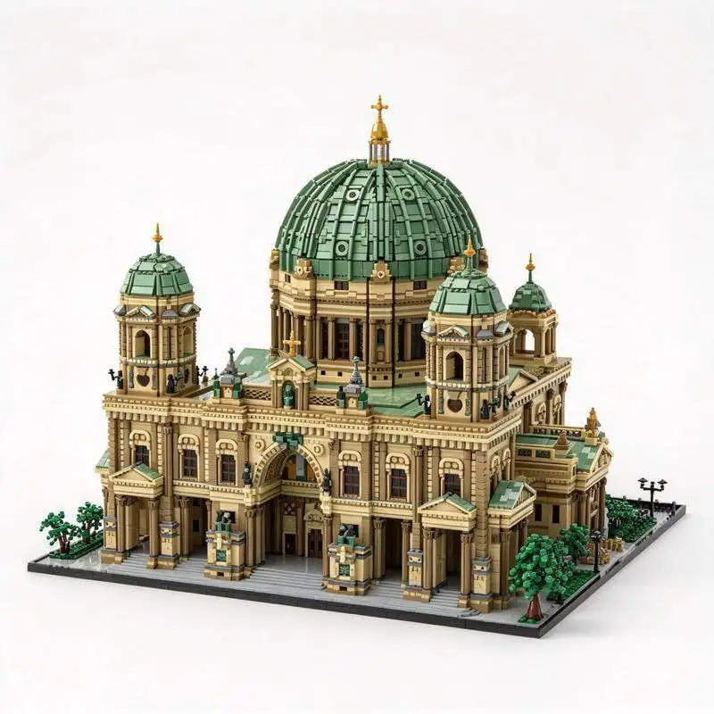 71407PCS Classic European Cathedral Grand Dome Church Building Blocks Creative Model DIY Assembly Toy Collection Display Gift