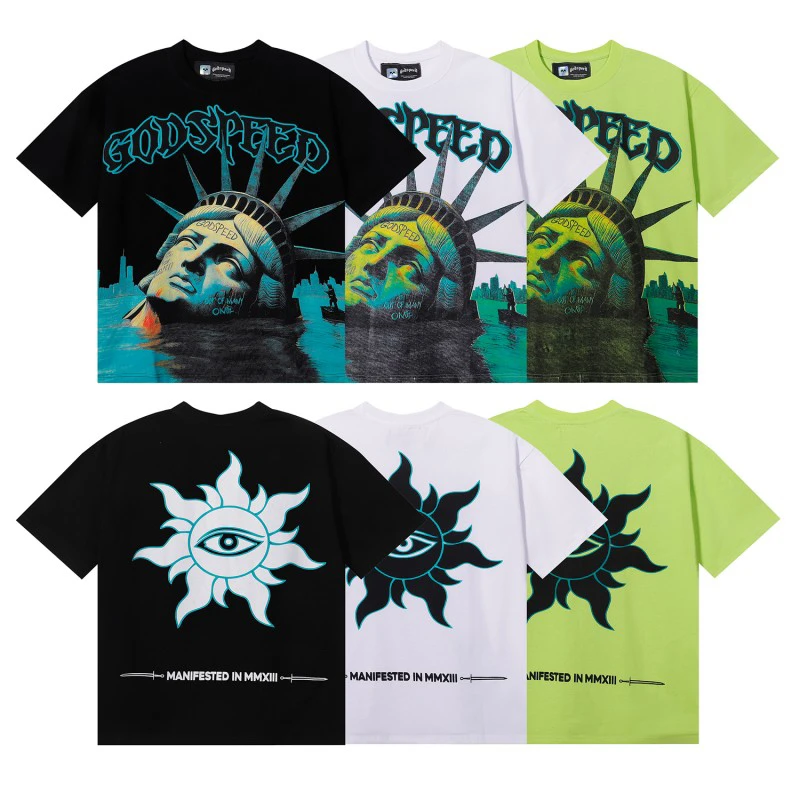 

Godspeed High am Double Weave Pure Cotton round Ne ort Sve T irt ex Summer Faion Creative Interest Print