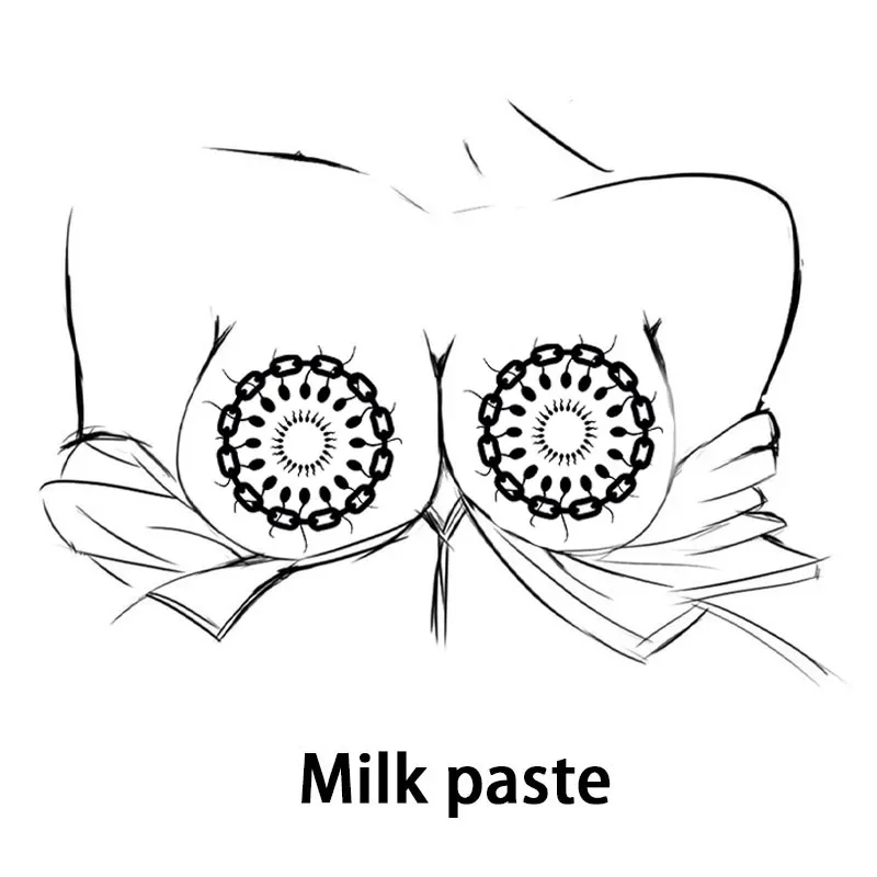 Pure Black Chain Tadpole Chest Nipple Temporary Tattoo Stickers Sexy Pattern Waterproof Sweatproof Body Art for Women Party Club