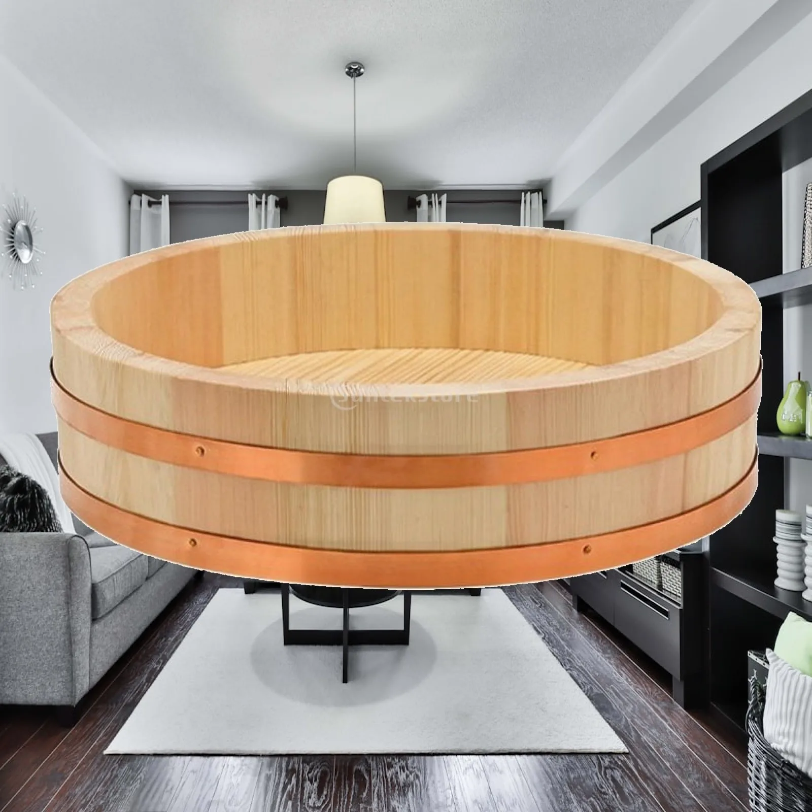 Hangiri Wooden Sushi Oke Basin Traditional Kitchenware Hand Wash Only for Home Cooks, Sashimi Service