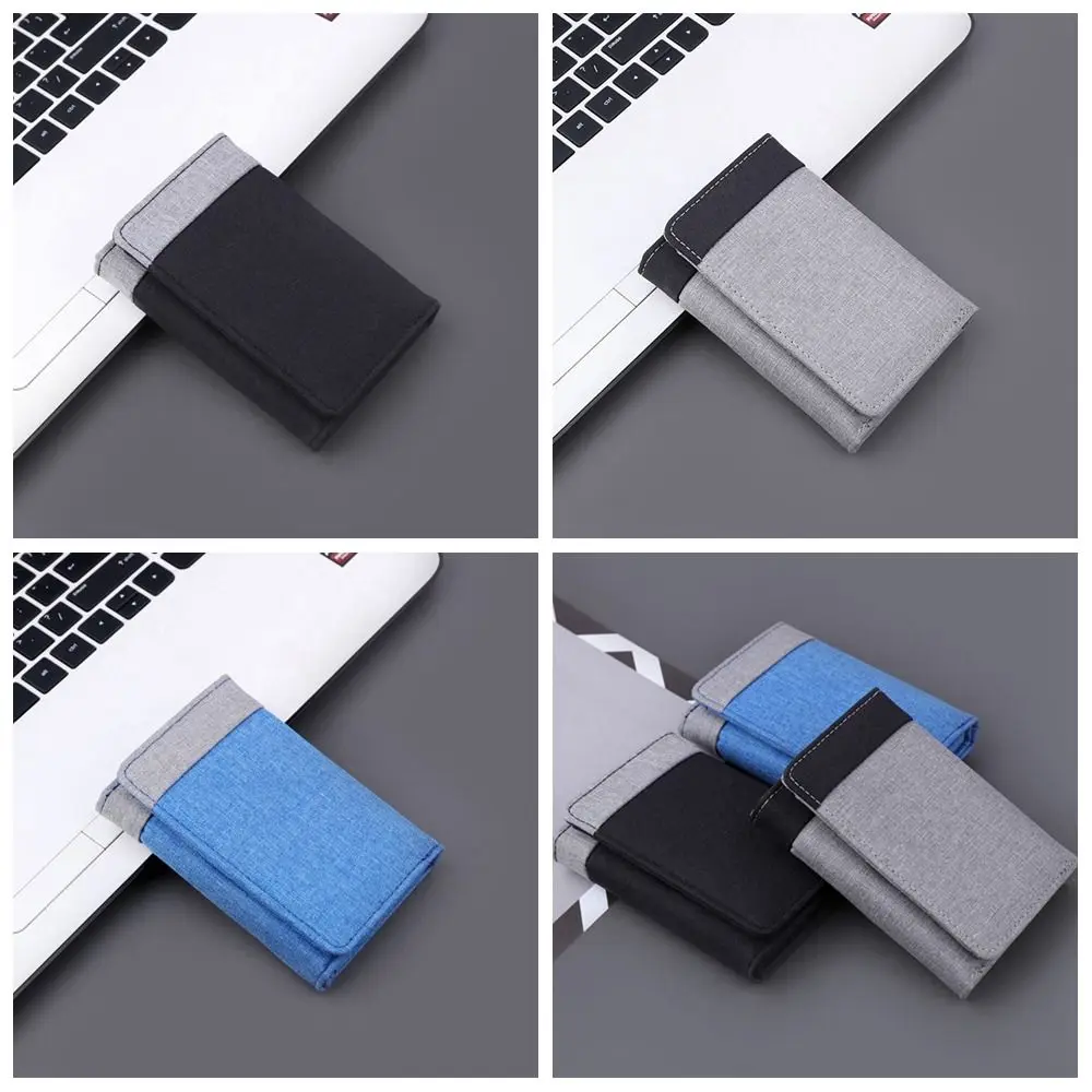 Short Men Wallets Multi-position Korean Style Three Fold Purse Coin Purse Change Purse Canvas Money Clip Bank Card Storage Bag