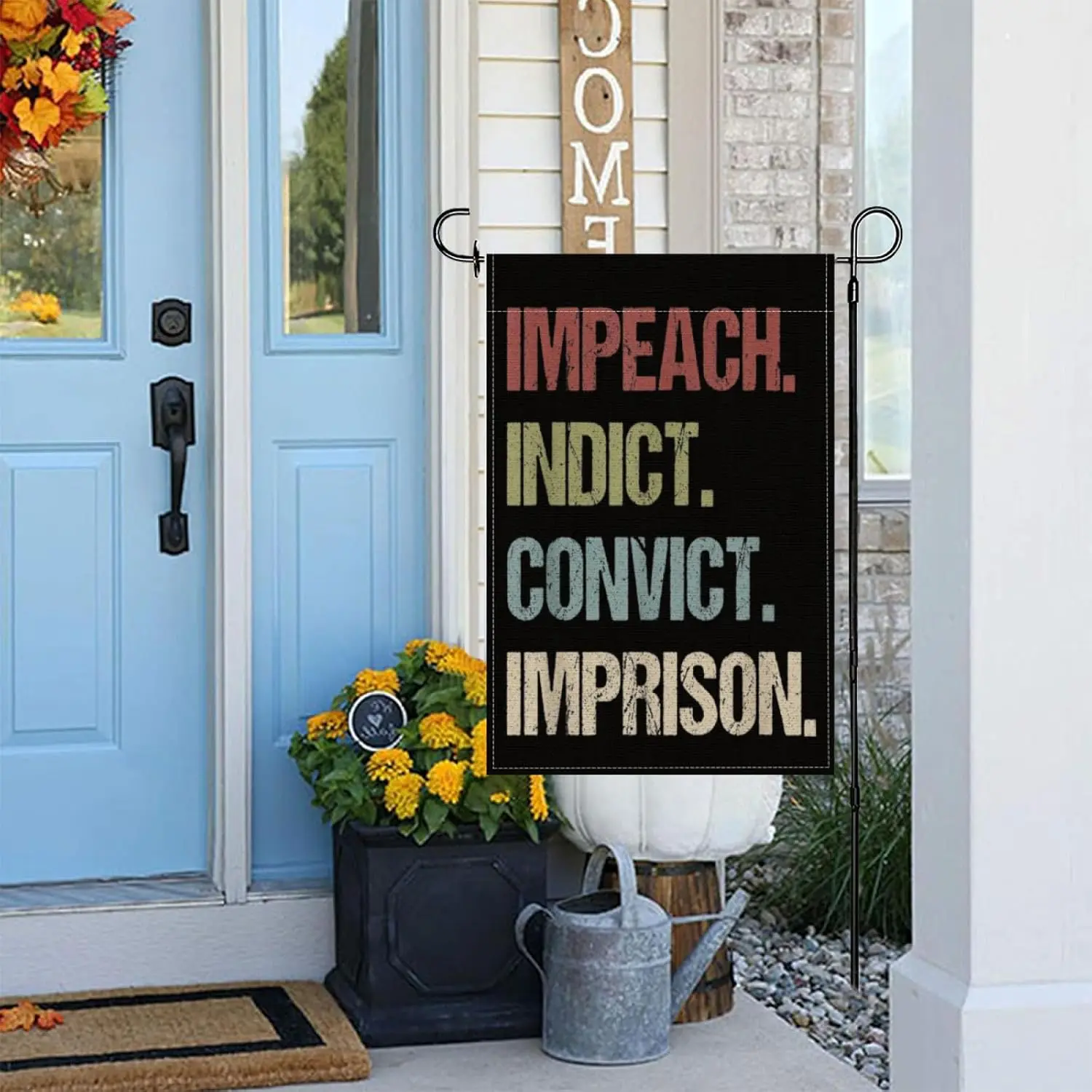 Impeach Remove Convict No Kings Flag America Yard Flag,12x18 Inch Double Sided Garden Flags Tapestry for Farmhouse Seasonal  yyi