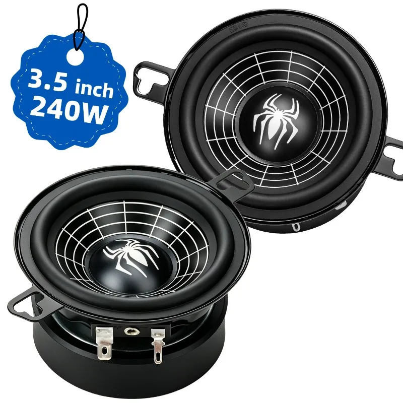 2 Pcs 3.5 Inch Midrange Bass Speaker  240W Peak High Power Car Speaker High Output Distortion Free Audio Stereo Sound subwoofer