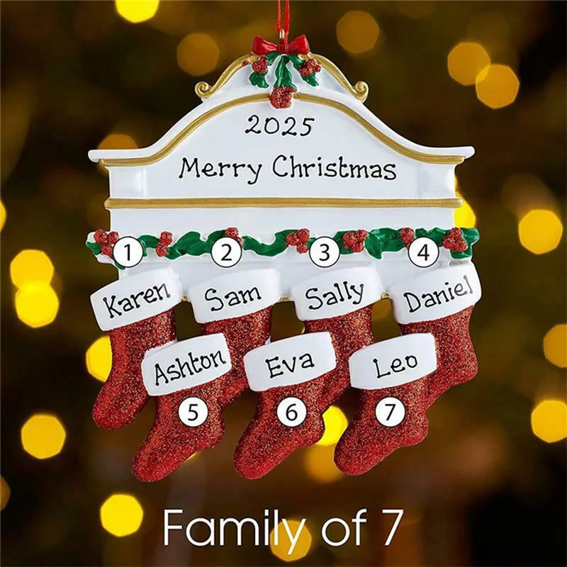 New DIY Personalised Christmas Xmas Tree Stocking Ornament Mantel Family Groups 2025 Holiday Decorations Natale Hanging Pendant