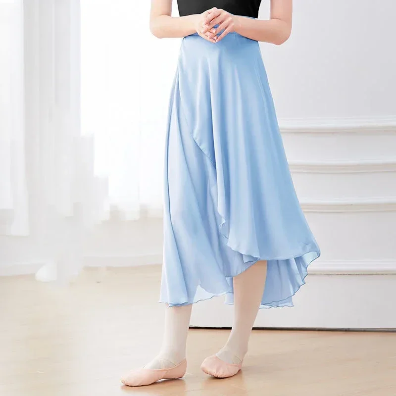 Chiffon Ballet Tutu Dance Skirt Dance Skate Wrap Scarf Ballerina Lyrical Long Ballet Skirt Gymnastics Ballet Dance Dress Women