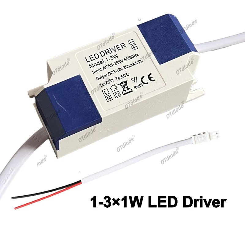 1-10pcs LED Power Supply Driver 1W DC2-4V 250mA 1-3X1W 12V300mA AC85-265V Constant Current Driver Downlight Ceilling Transformer