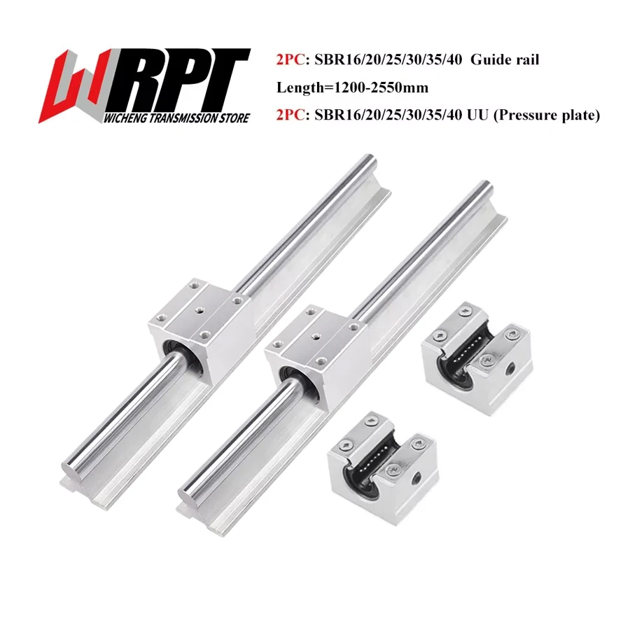 Linear Guide 2PCS SBR12 16 20 25 30 35 40 Length 1200-2500mm 2PCS SBR12-40UU Pressure Plate Slider Bearing DIY Mills CNC Parts