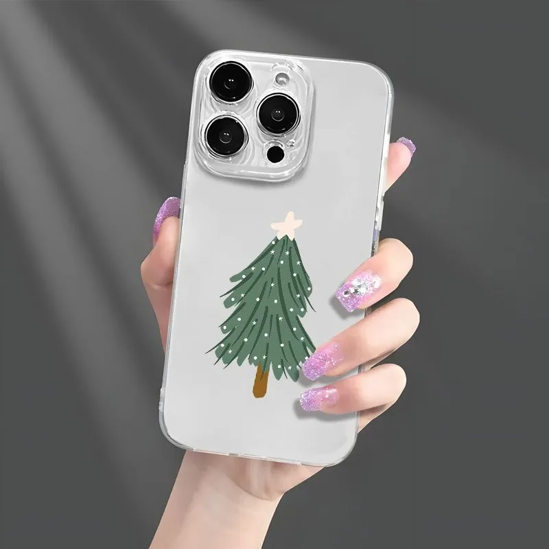 حافظة هاتف Tpu شفافة عصرية جديدة مع تصميم شجرة عيد الميلاد الخضراء، مناسبة لهاتف iPhone 17 Air Pro Max، iPhone 16، 15، 14، 13، 12، 11، Xs، Xr، X، 7، 8، 12/13 Mini Plus Pro Max Se. مثالية كهدية لأعياد الميلاد/العطلات/الأسرة/الأصدقاء/الشرفيين