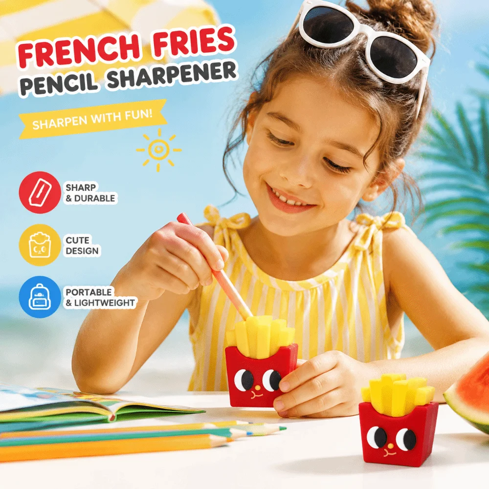 Portable Cartoon Pencil Sharpener Stationery Creative French Fries Sharpener Student Supplies Student Sharpener Classroom Prize