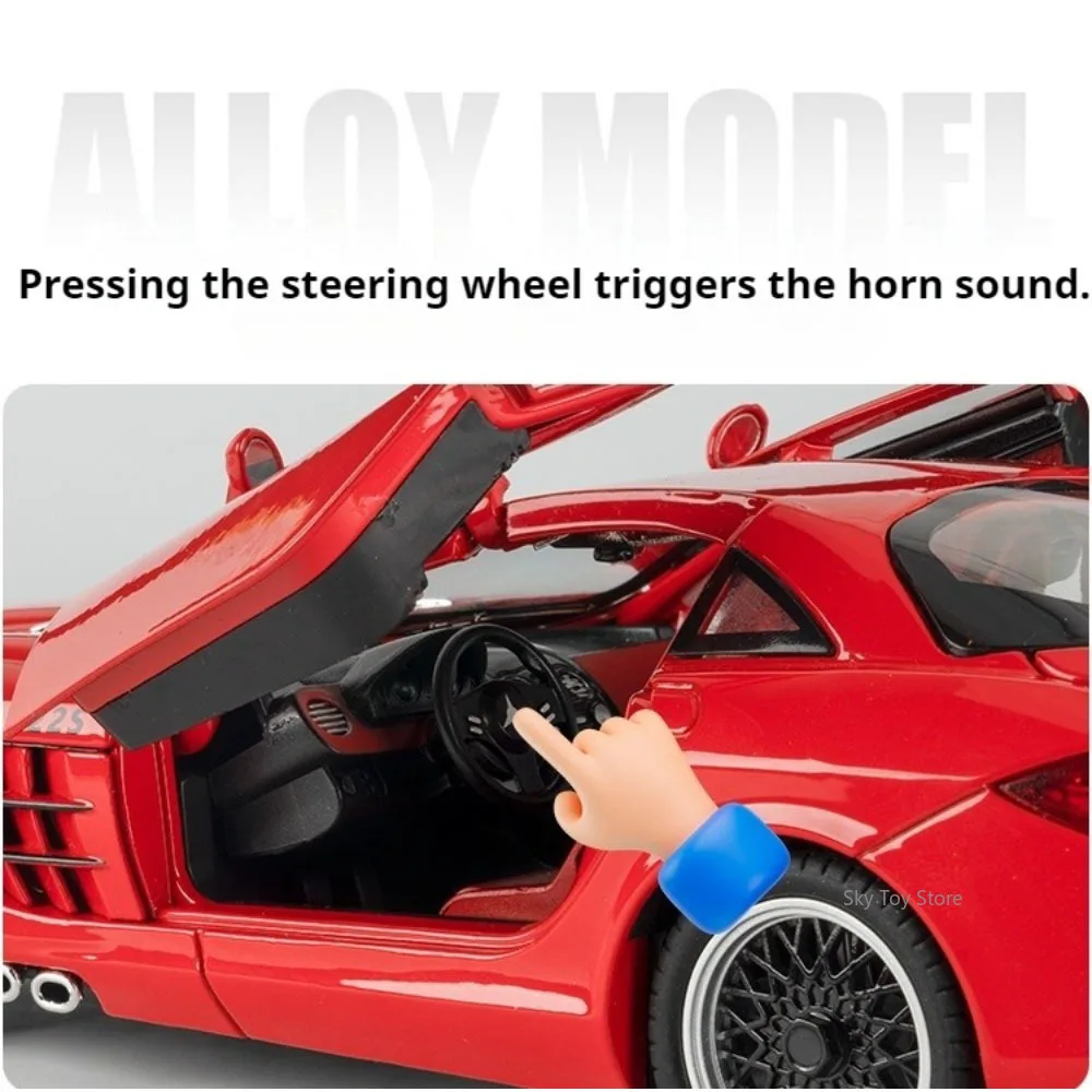 1:24 SLR 722S Vision GT modelo de coche aleación Diecast juguetes rueda delantera dirección sonido luz tirar hacia atrás coches en miniatura adornos de moda