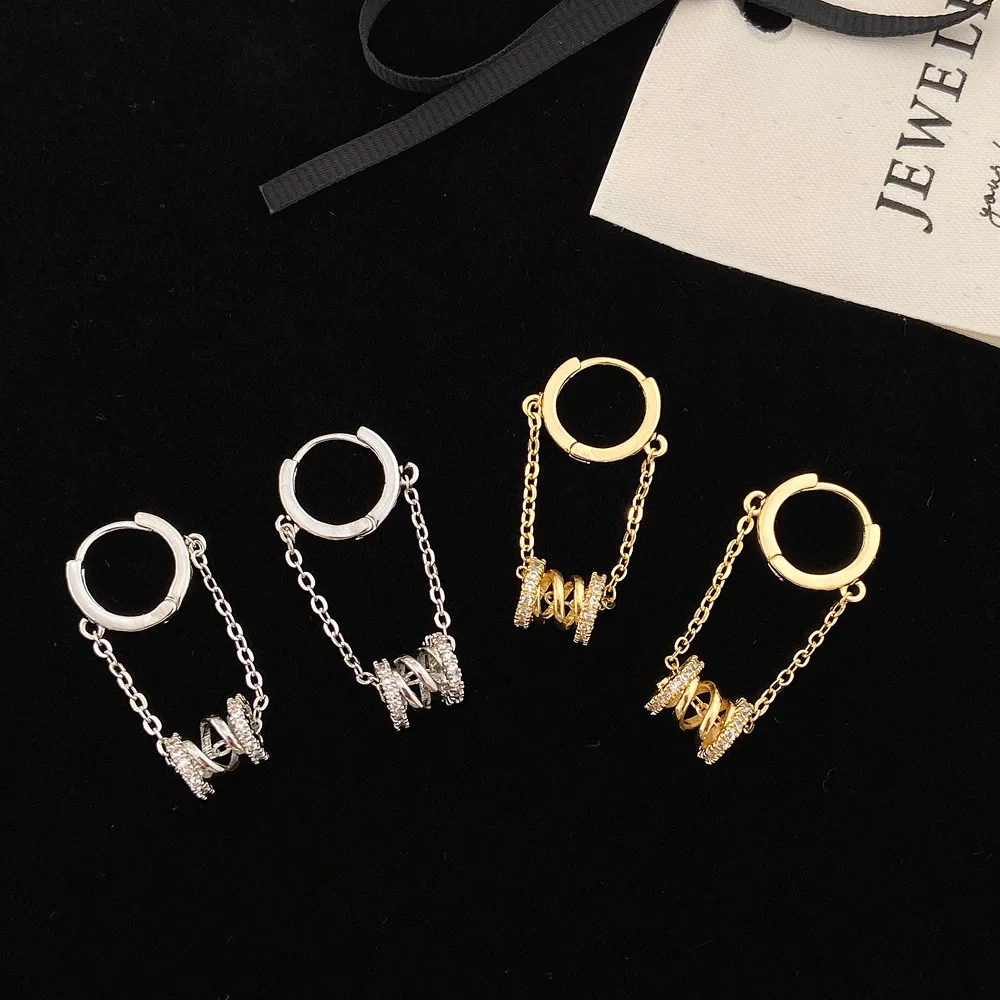 Luxury Female hoop earring Zircon Stone Clip Earrings Charm Gold Color Wedding Jewelry For Women