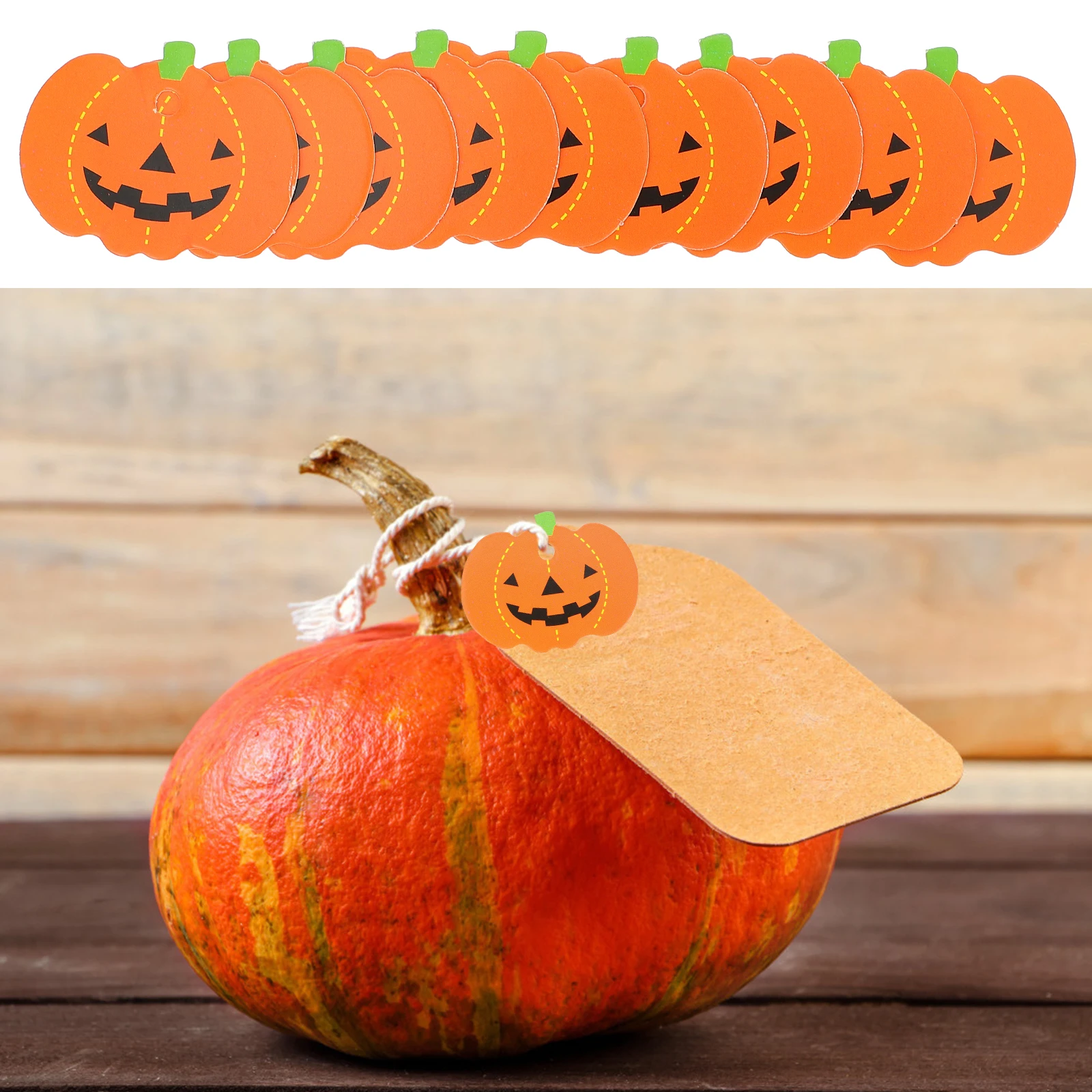

50 Pcs Pumpkin Tag Decoration Wishing Cards DIY Hanging Tags Halloween Label Marking Tree Paper Design Bookmark Decorations