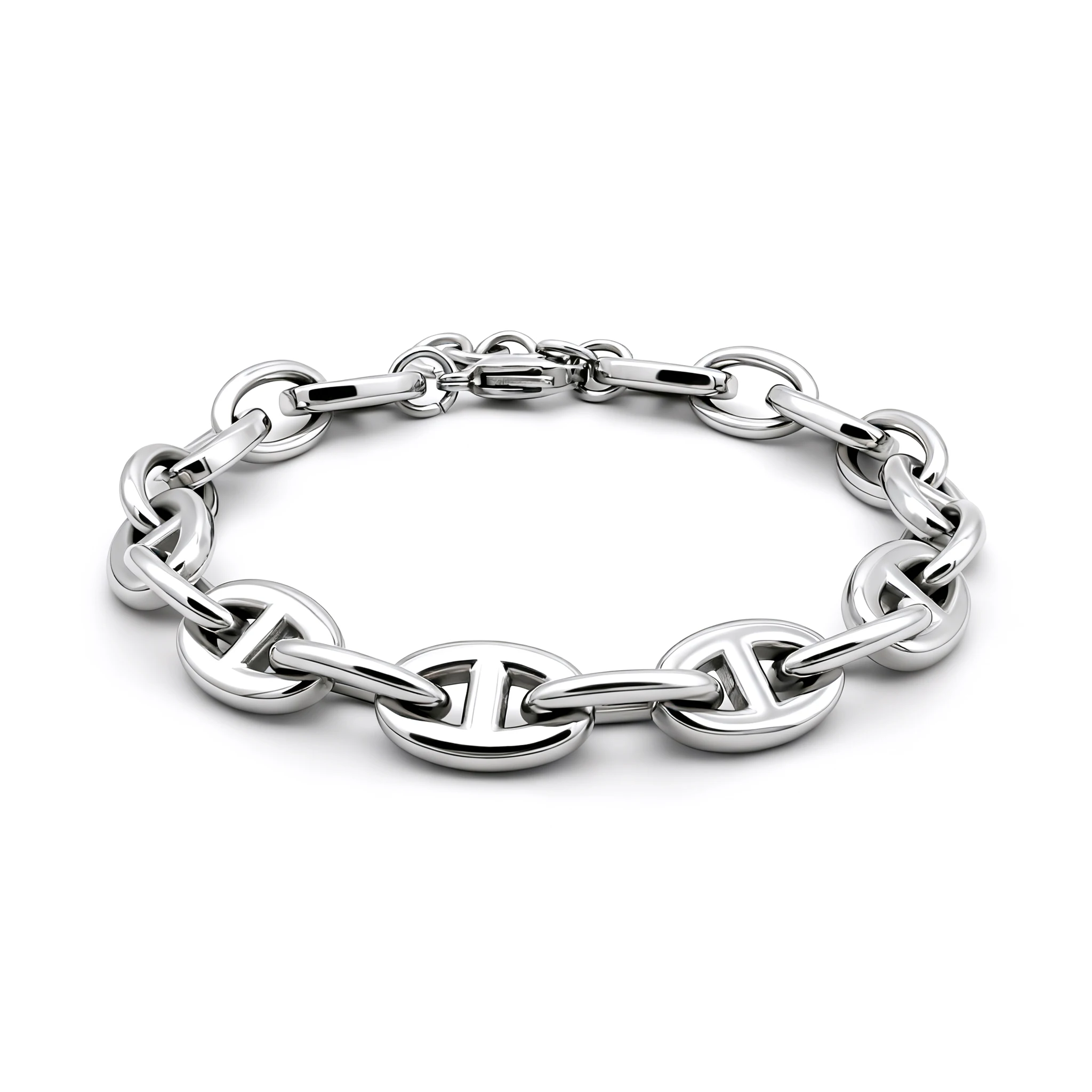 

Stainless Steel Handcuff Bracelet for Men Link Chain Adjustable Length 21cm Fashion Gift Box Bracelet Man