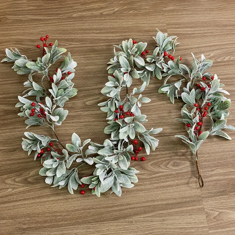 

180CM Artificial plants Christmas Leaf Berries Rattan Simulation Leaves Berry Dining Table Ornaments Decorations For Wedding