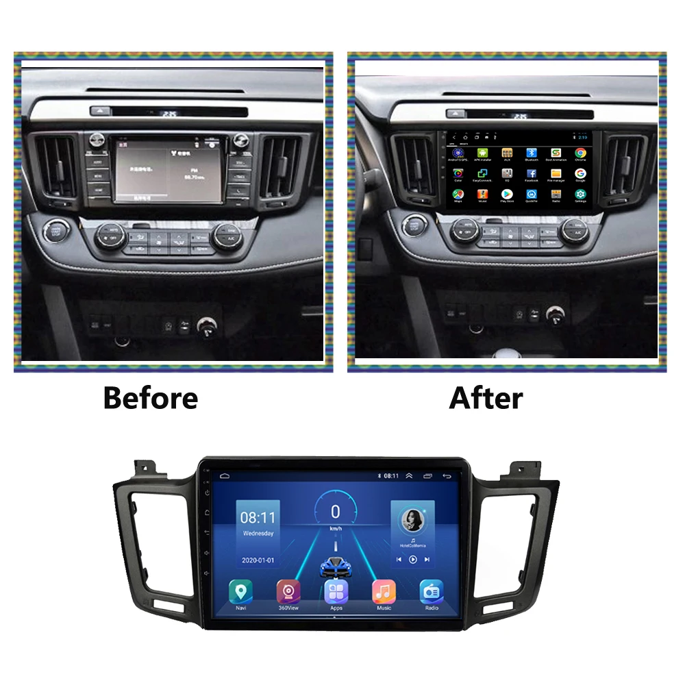 For Toyota RAV4 2012 - 2018 Android 13 Car radio Multimedia Player GPS Wireless Carplay Androidauto WIFI 4GB+64GB 8-Core FM OBD