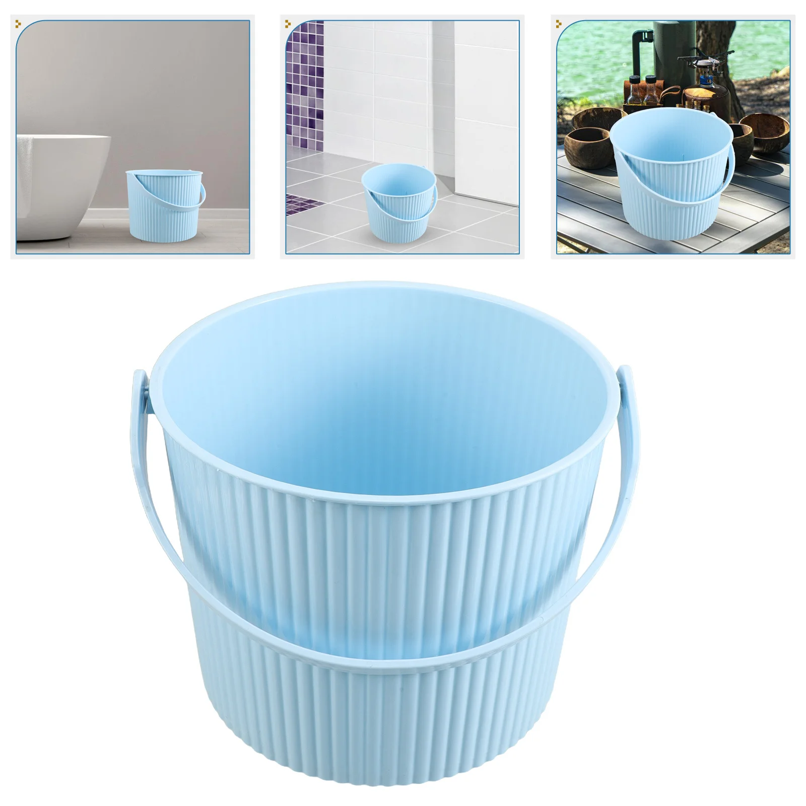 

Outdoor Plastic Multipurpose Bucket Durable Handle Foot Bath Hand Washing Basin Camping Travel Fishing Garden Use