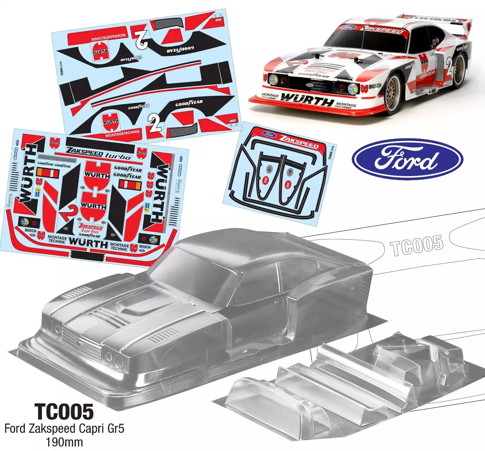 CHASER MARK 2 II JZX100 1/10 Clear Body W/Light Buckles + Rear