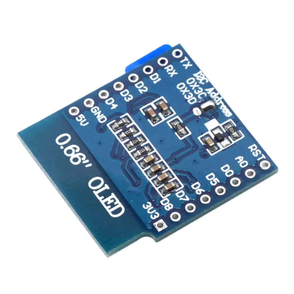 Escudo de exibição OLED I2C de 0,66 polegadas (64x48) para Wemos D1 Mini, driver SSD1306, compatível com Arduino